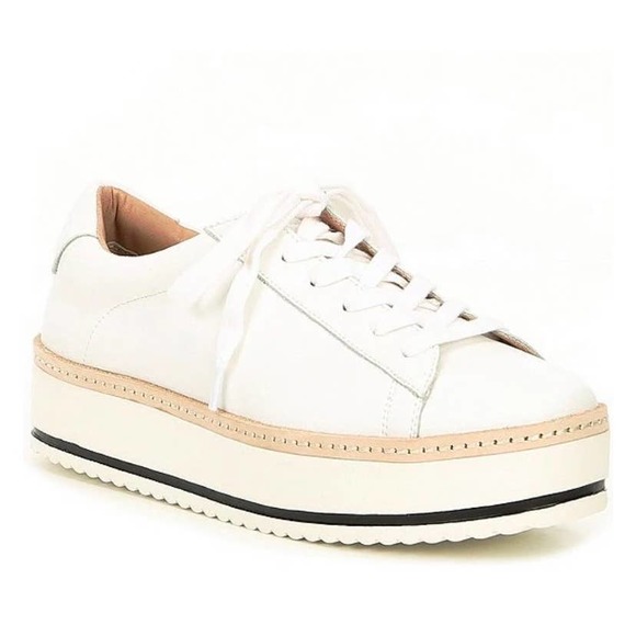 Chelsea & Violet Shoes - Chelsea & Violet Minie White Leather Platform Preppy Academia Sneakers